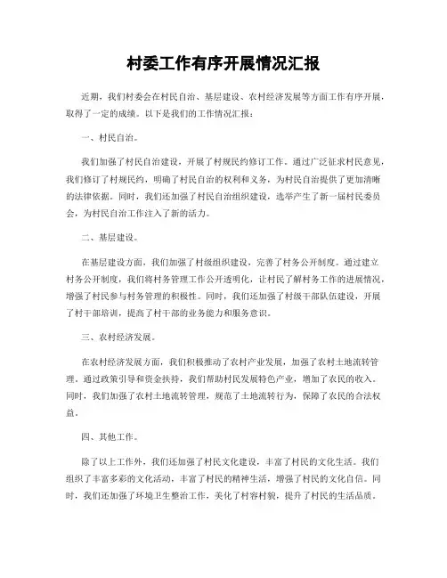 村委工作有序开展情况汇报