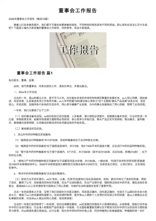 董事会工作报告