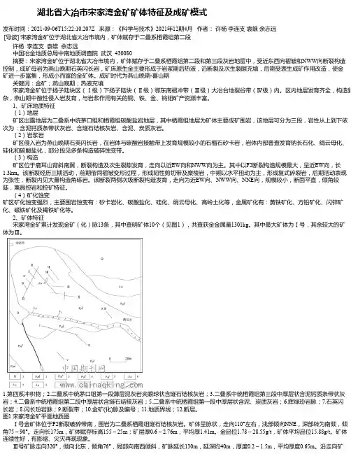 湖北省大冶市宋家湾金矿矿体特征及成矿模式