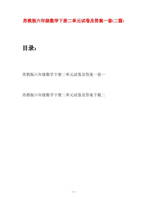苏教版六年级数学下册二单元试卷及答案一套(二套)