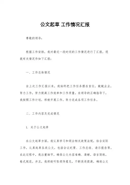 公文起草 工作情况汇报
