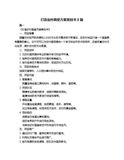 打造农村画室方案策划书3篇