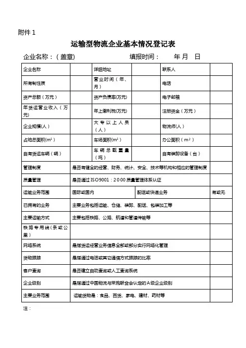 运输型物流企业基本情况统计表.doc