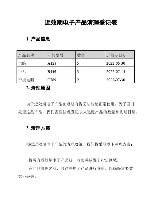 近效期电子产品清理登记表
