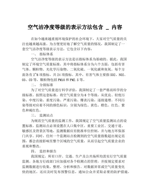 空气洁净度等级的表示方法包含 _ 内容