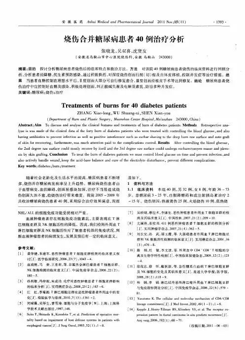 烧伤合并糖尿病患者40例治疗分析