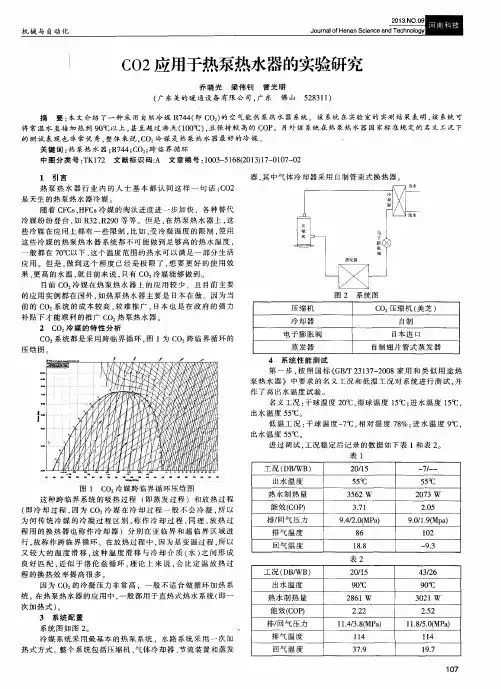 CO2应用于热泵热水器的实验研究