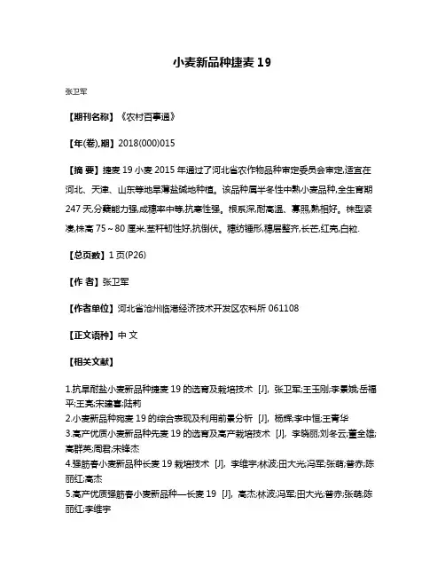 小麦新品种捷麦19