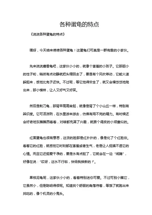 各种蛋龟的特点