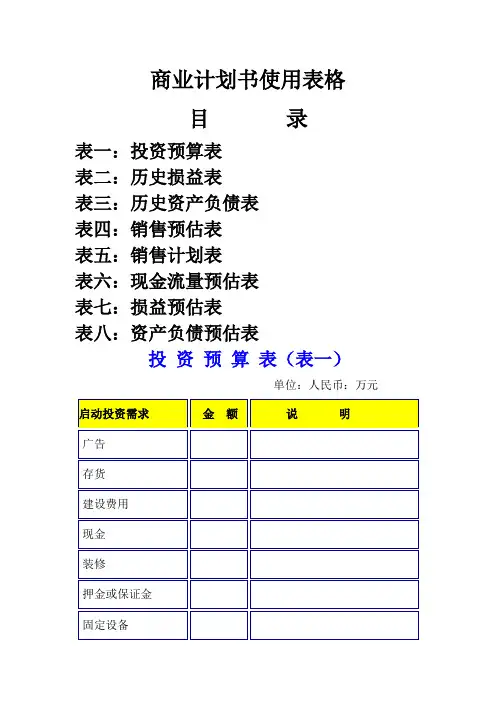 投资预算表单位：人民币元17页word