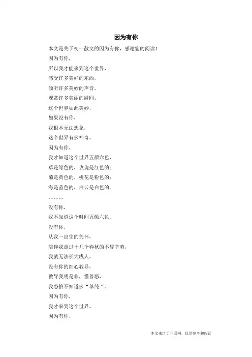 因为有你_初一散文