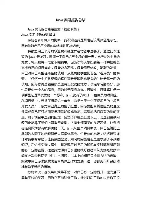 Java实习报告总结