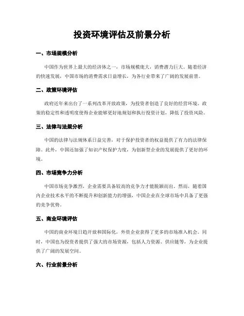 投资环境评估及前景分析