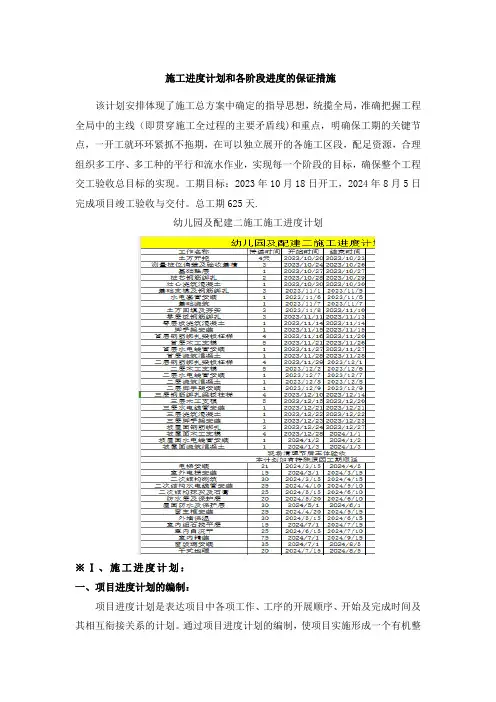 施工进度计划和各阶段进度的保证措施