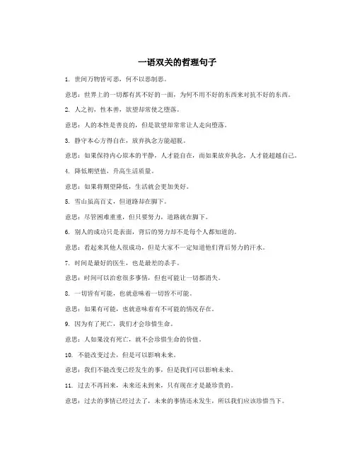 一语双关的哲理句子