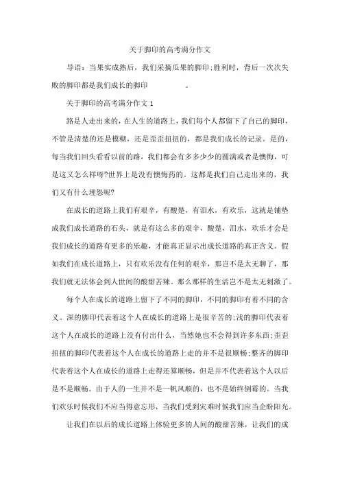 关于脚印的高考满分作文
