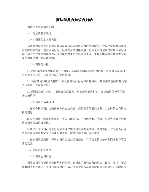 商法学重点知识点归纳