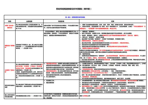 劳动风险规避条款及针对措施(精华)