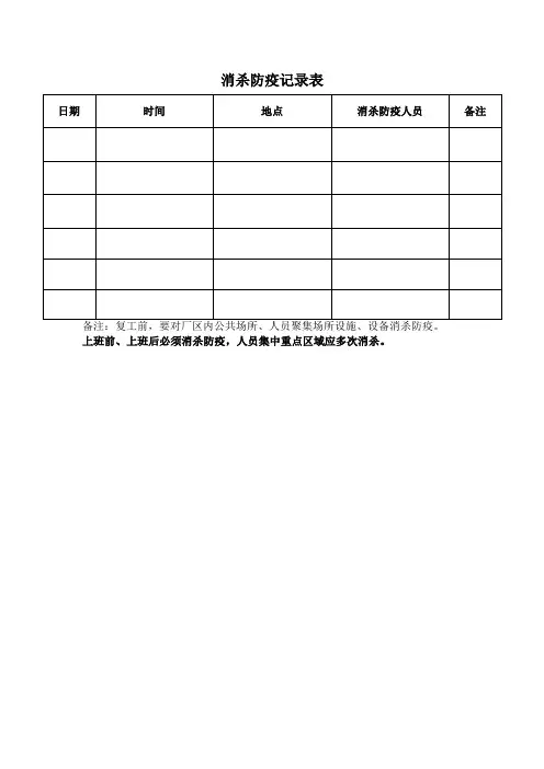 消杀防疫记录表