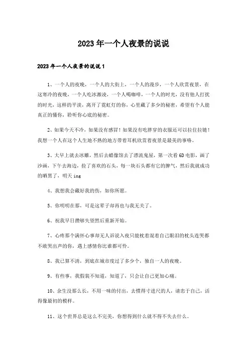 2023年一个人夜景的说说