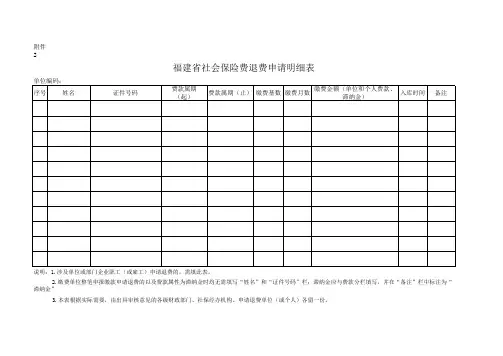 社会保险费退费审批表