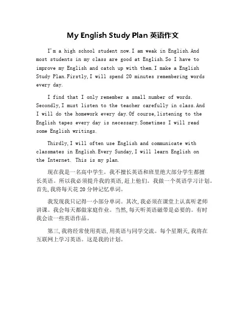 My English Study Plan 英语作文