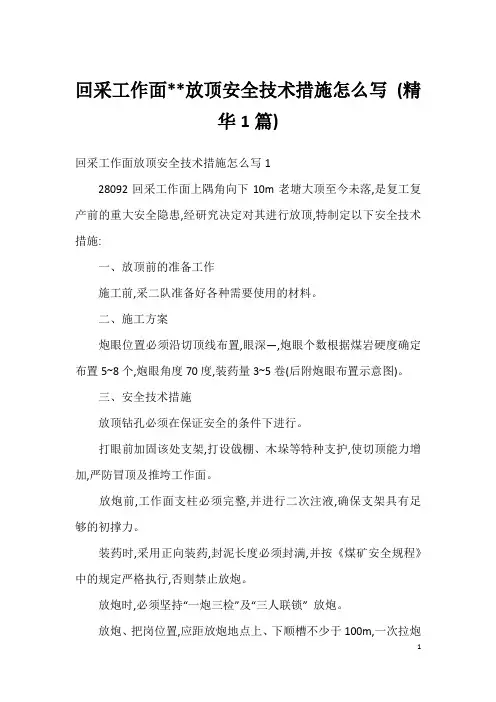 回采工作面--放顶安全技术措施怎么写 (精华1篇)
