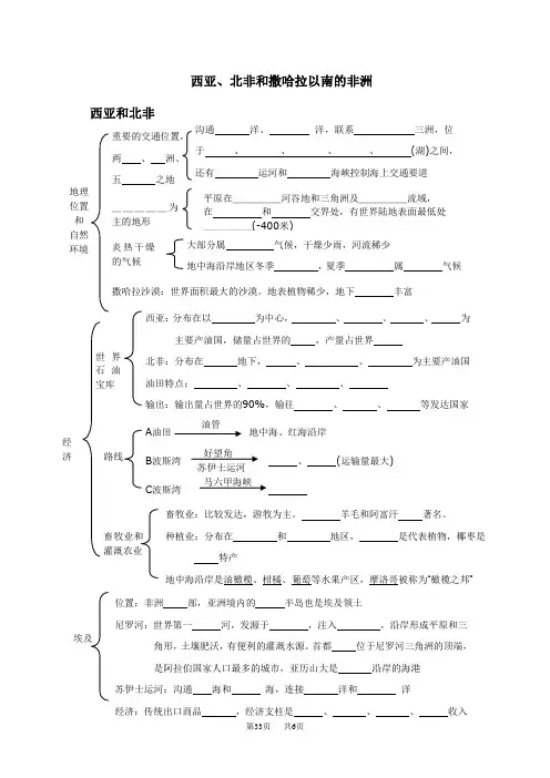 西亚、北非和撒哈拉以南的非洲-训练题(有答案)