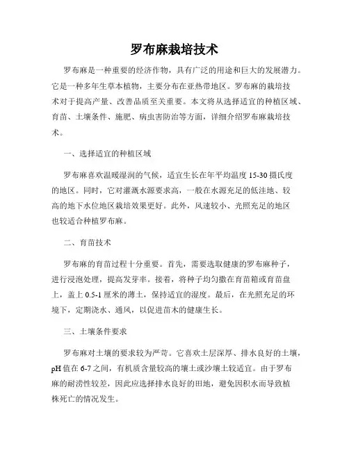 罗布麻栽培技术