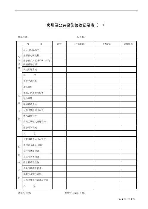 房屋及公共设施验收记录表