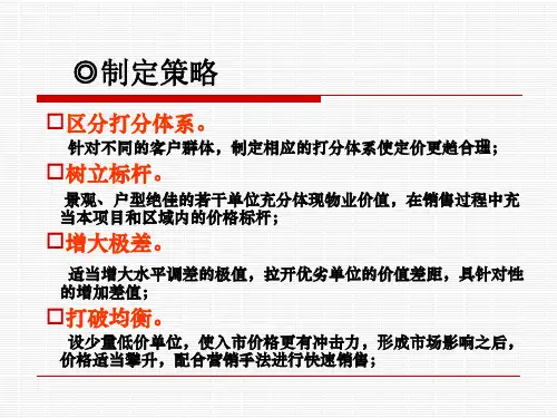 世联深圳某楼盘定价策略说明汇报