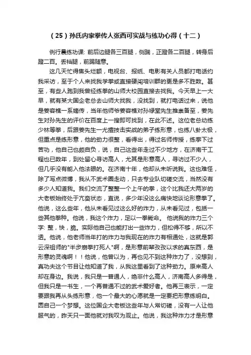 （25）孙氏内家拳传人张西可实战与练功心得（十二）