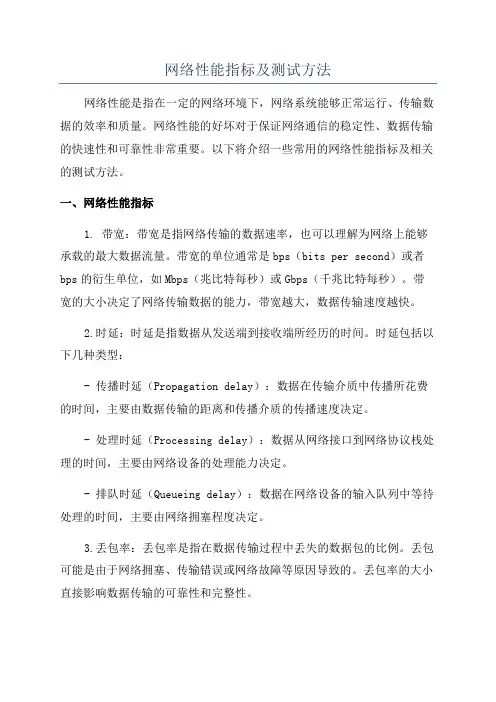 网络性能指标及测试方法