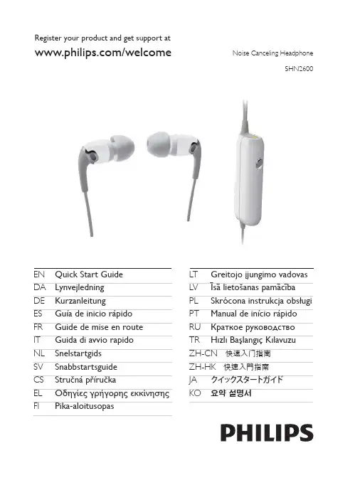 Philips 耳机快速启动指南说明书
