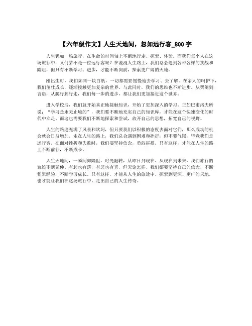 【六年级作文】人生天地间,忽如远行客_800字