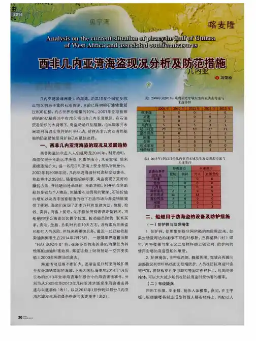 西非几内亚湾海盗现况分析及防范措施