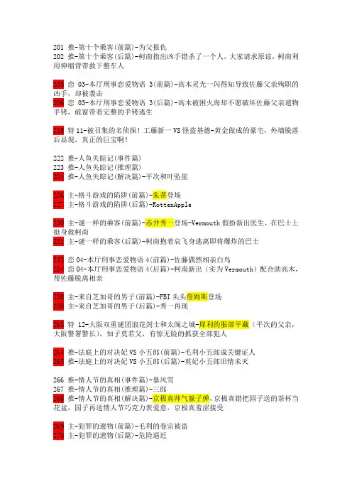 《名侦探柯南》200-299集推荐集数