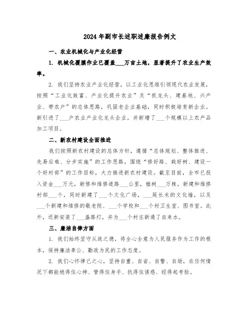 2024年副市长述职述廉报告例文（四篇）