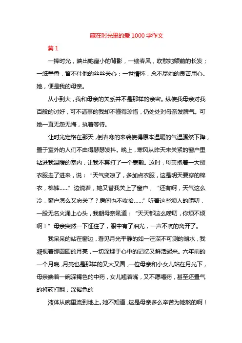 藏在时光里的爱1000字作文