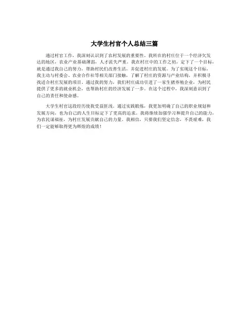 大学生村官个人总结三篇