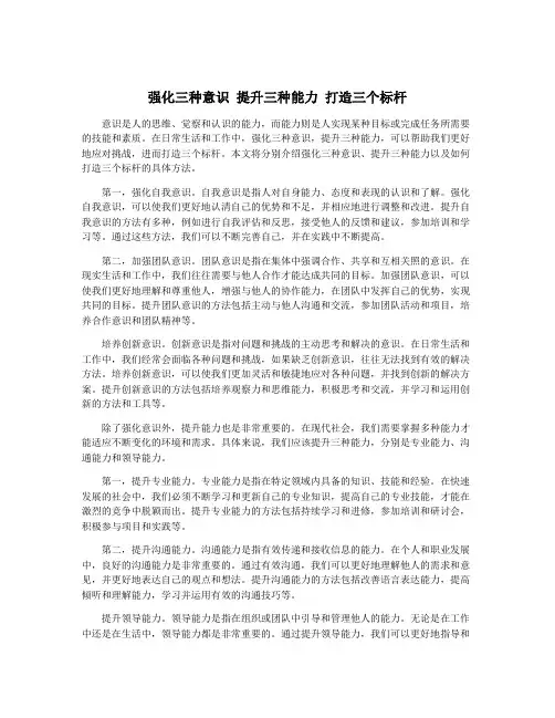 强化三种意识 提升三种能力 打造三个标杆