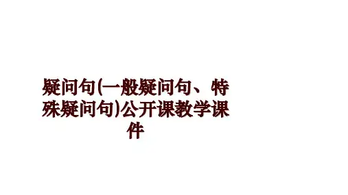 疑问句(一般疑问句、特殊疑问句)公开课教学课件