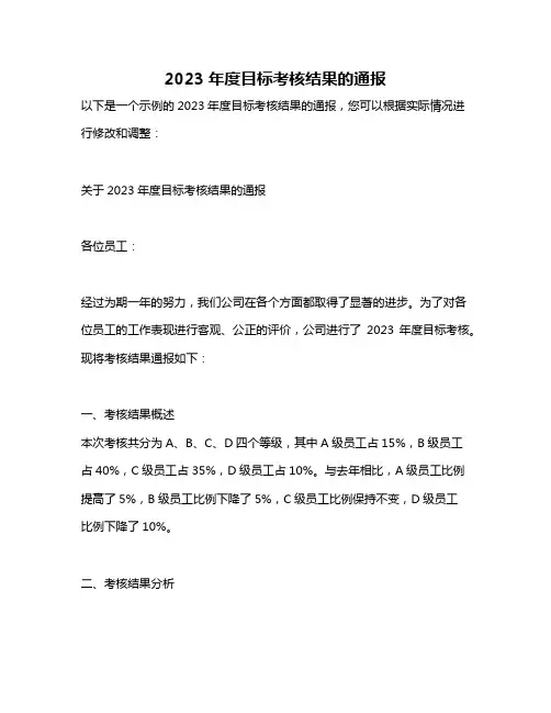 2023年度目标考核结果的通报