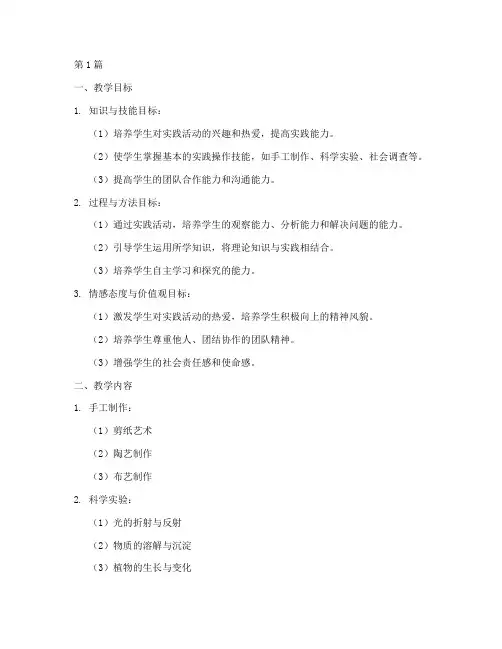 实践课教学计划六年级(3篇)