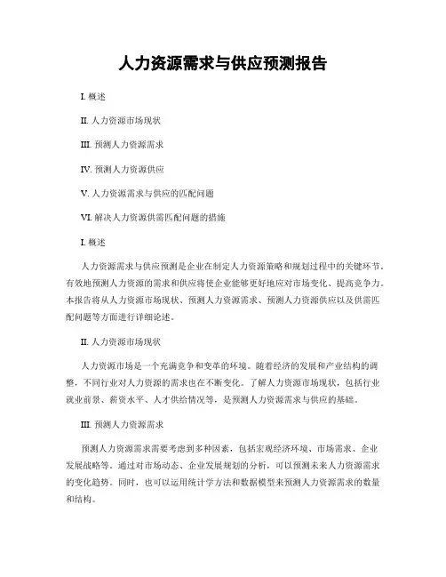 人力资源需求与供应预测报告