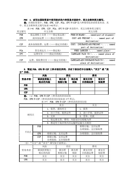 进出口贸易实务课后答案
