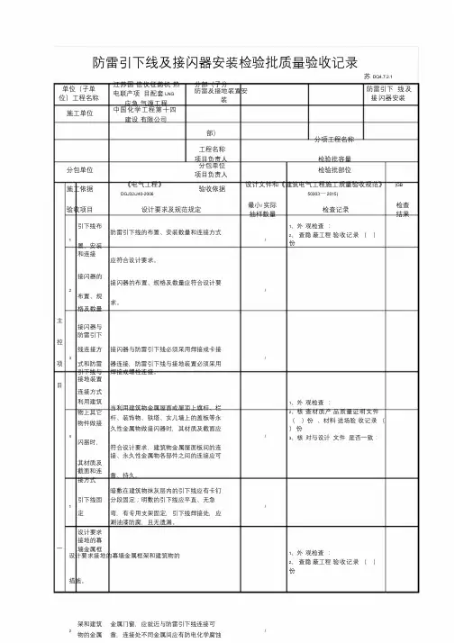 DQ防雷引下线及接闪器安装检验批质量验收记录.doc