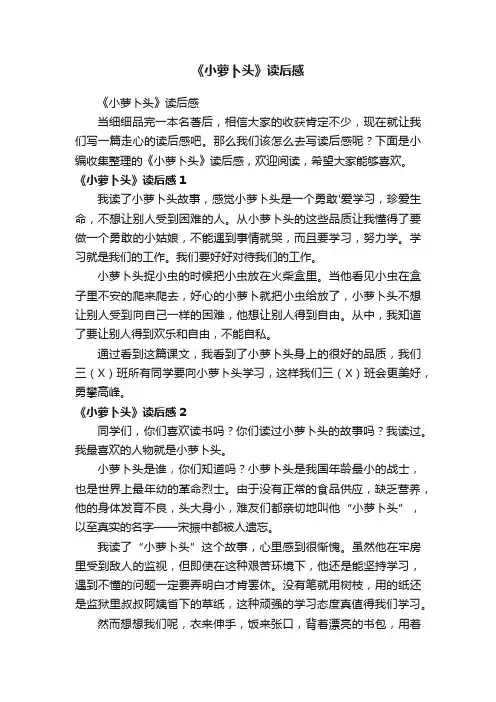 《小萝卜头》读后感