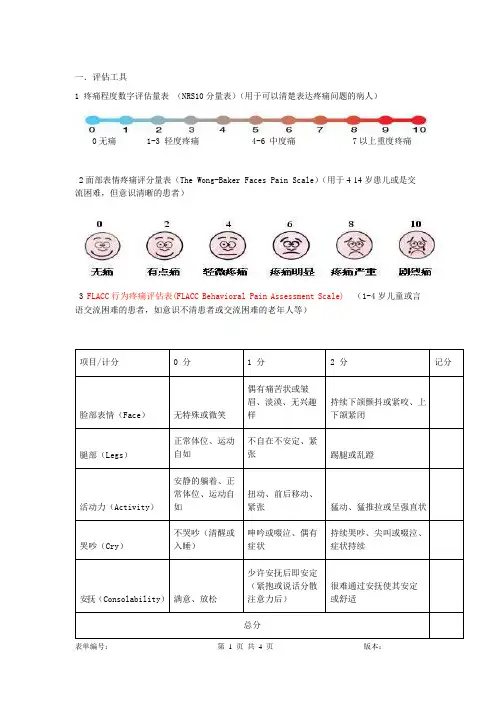 疼痛评估量表
