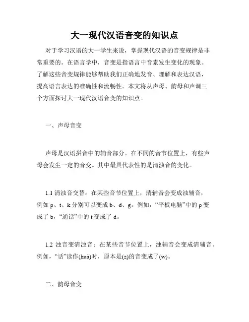 大一现代汉语音变的知识点